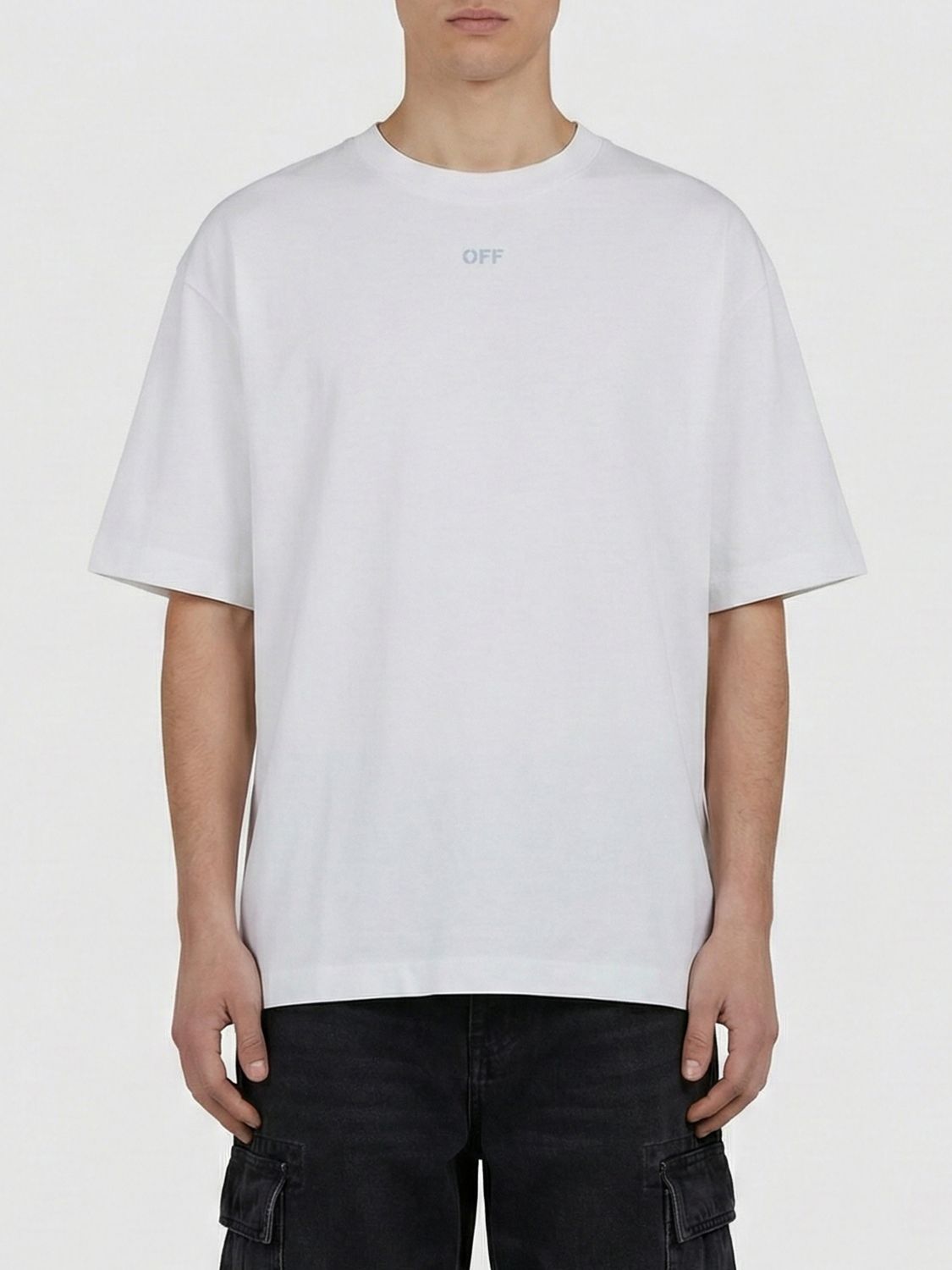 Off-White Off-White Cotton T-shirt with Mini Logo　ミニロゴ付きオフホワイト コットン T シャツ