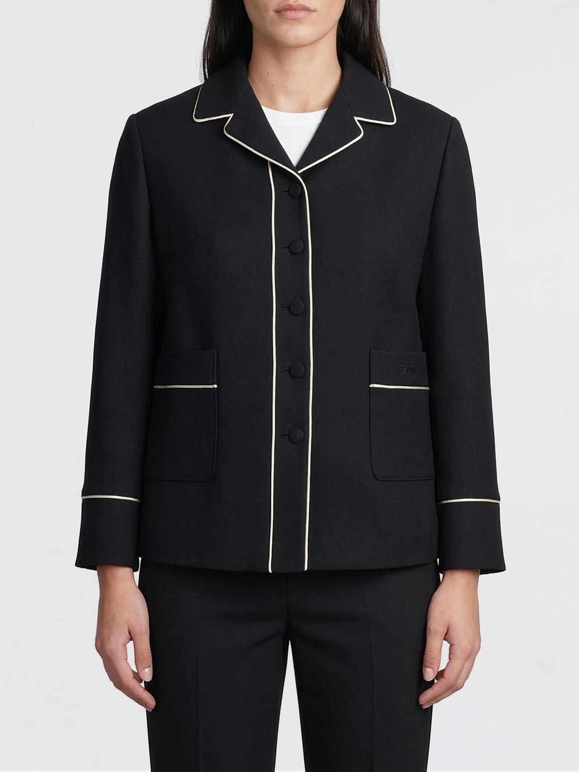 FENDI Blazer monopetto in lana e seta
