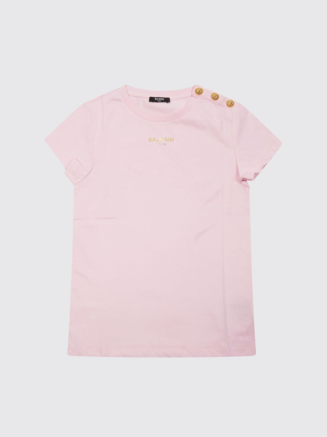 BALMAIN Baumwoll-T-Shirt mit Knöpfen