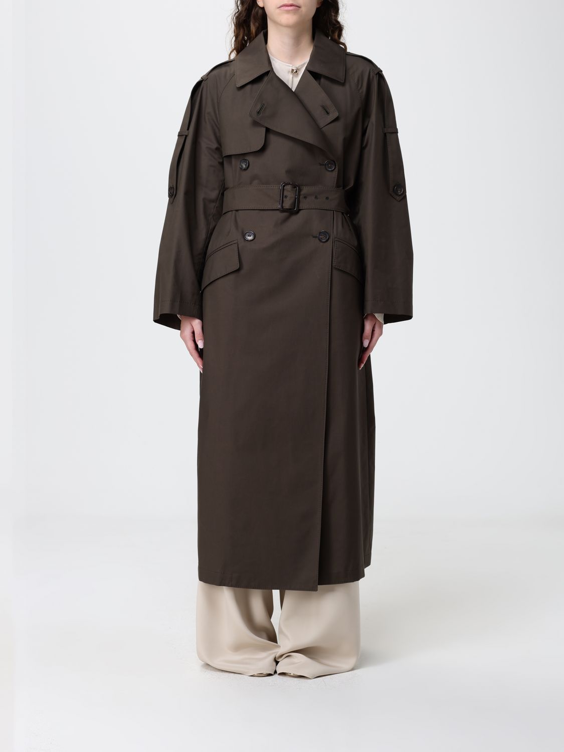 Max Mara The Cube Double Breasted Cotton Blend Trench Coat