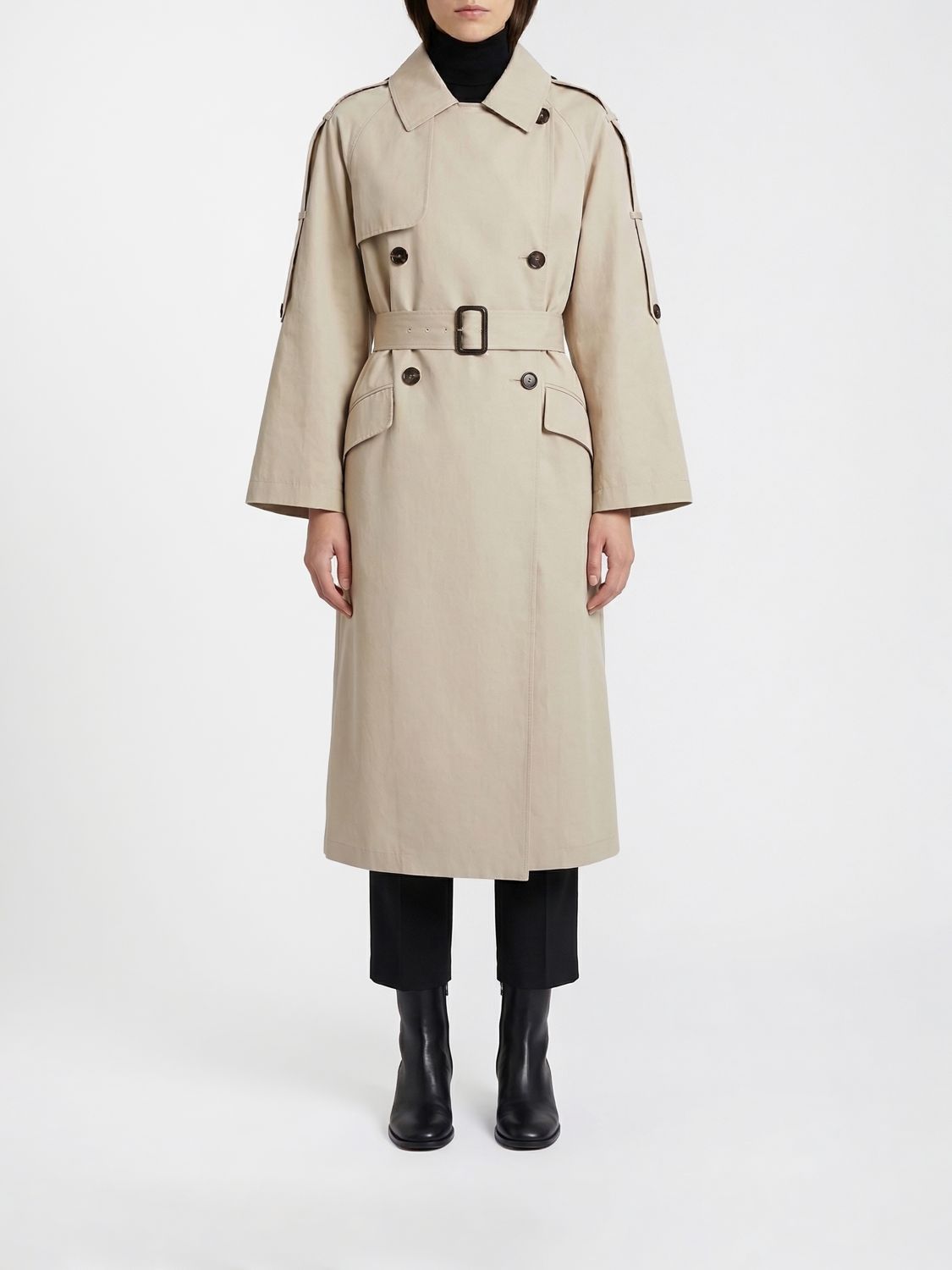 MAX MARA THE CUBE Double Breasted Cotton Blend Trench Coat