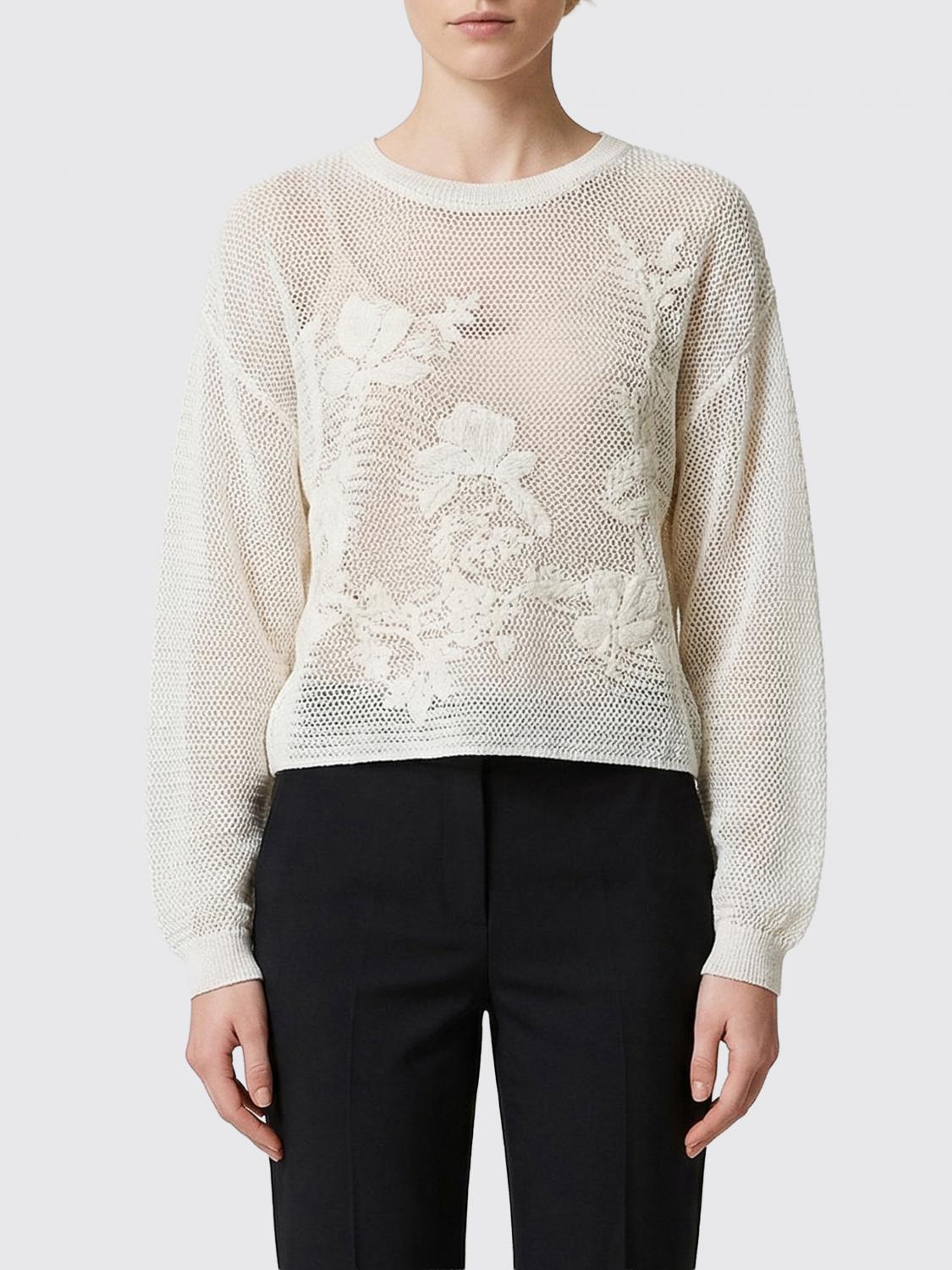 Twinset Crew Neck Mesh Cotton Top