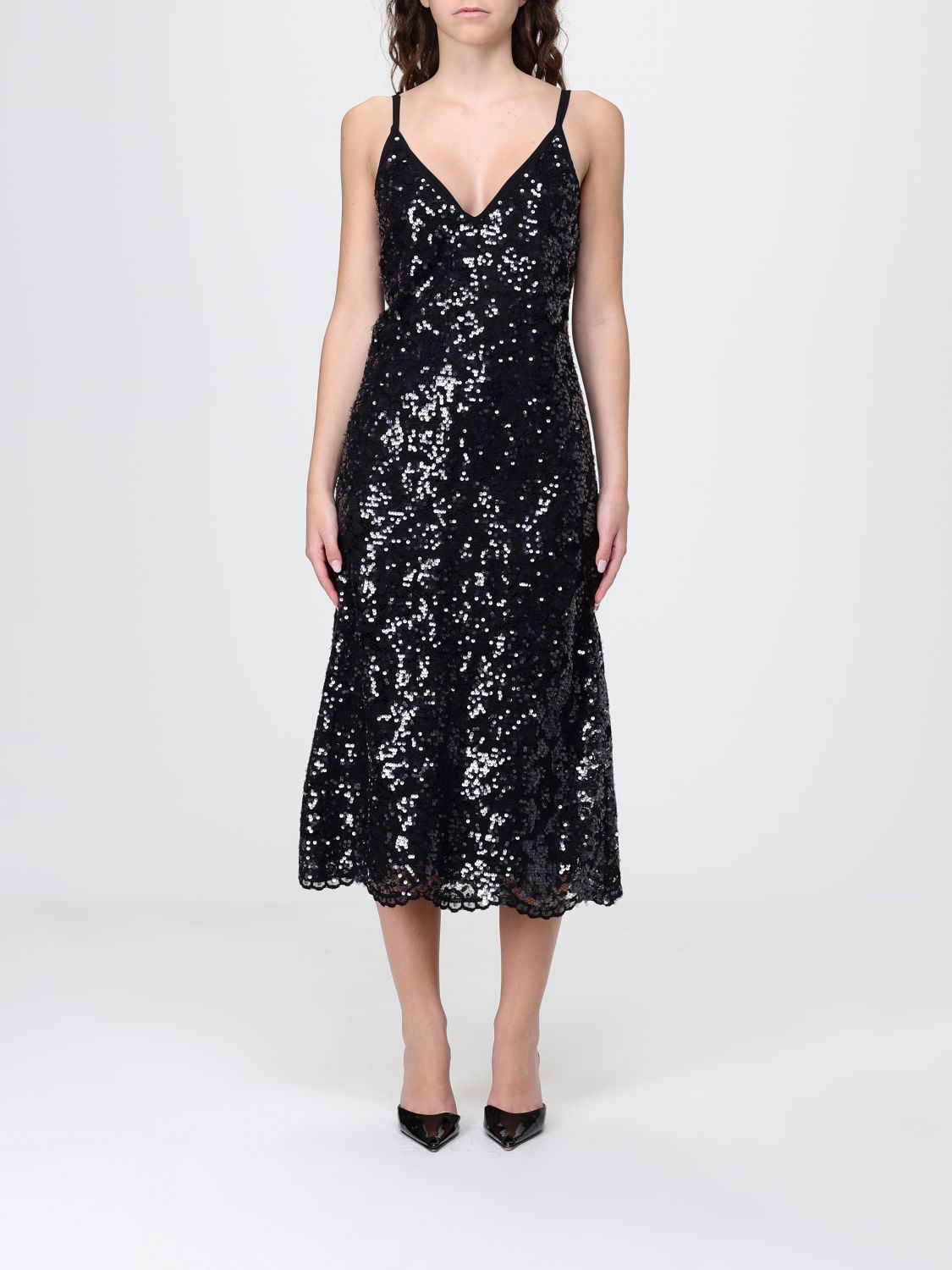 Twinset Abito midi in pizzo con paillettes