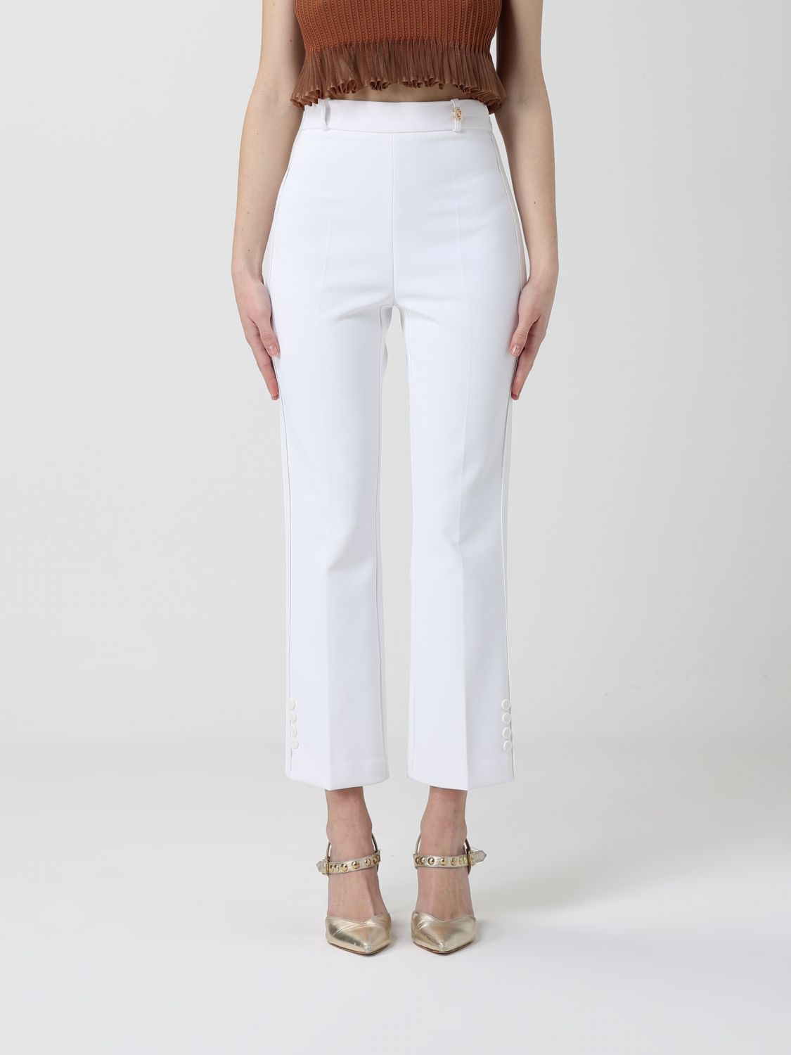 ELISABETTA FRANCHI Cropped Hose aus Crêpe