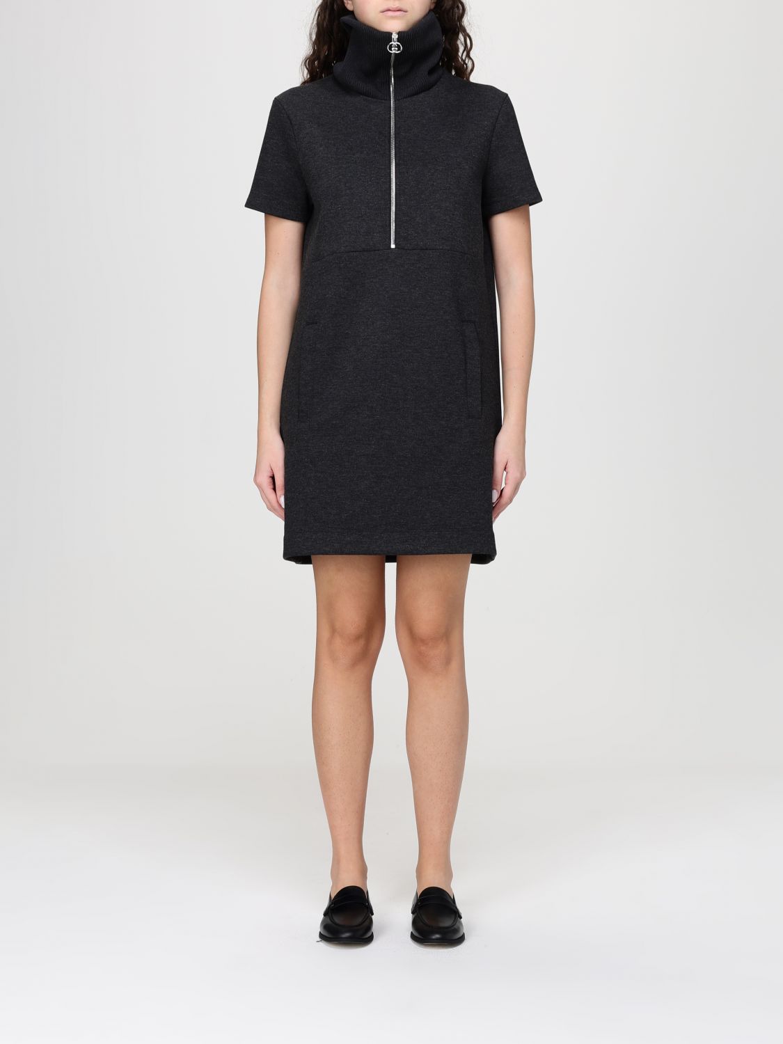 GUCCI Abito mini con zip in misto cotone