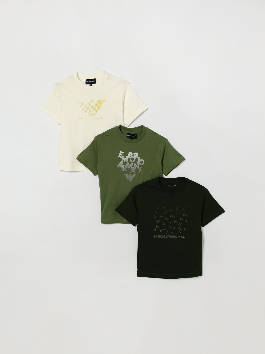 EMPORIO ARMANI Set aus 3 Baumwoll T-Shirts mit Logo Print