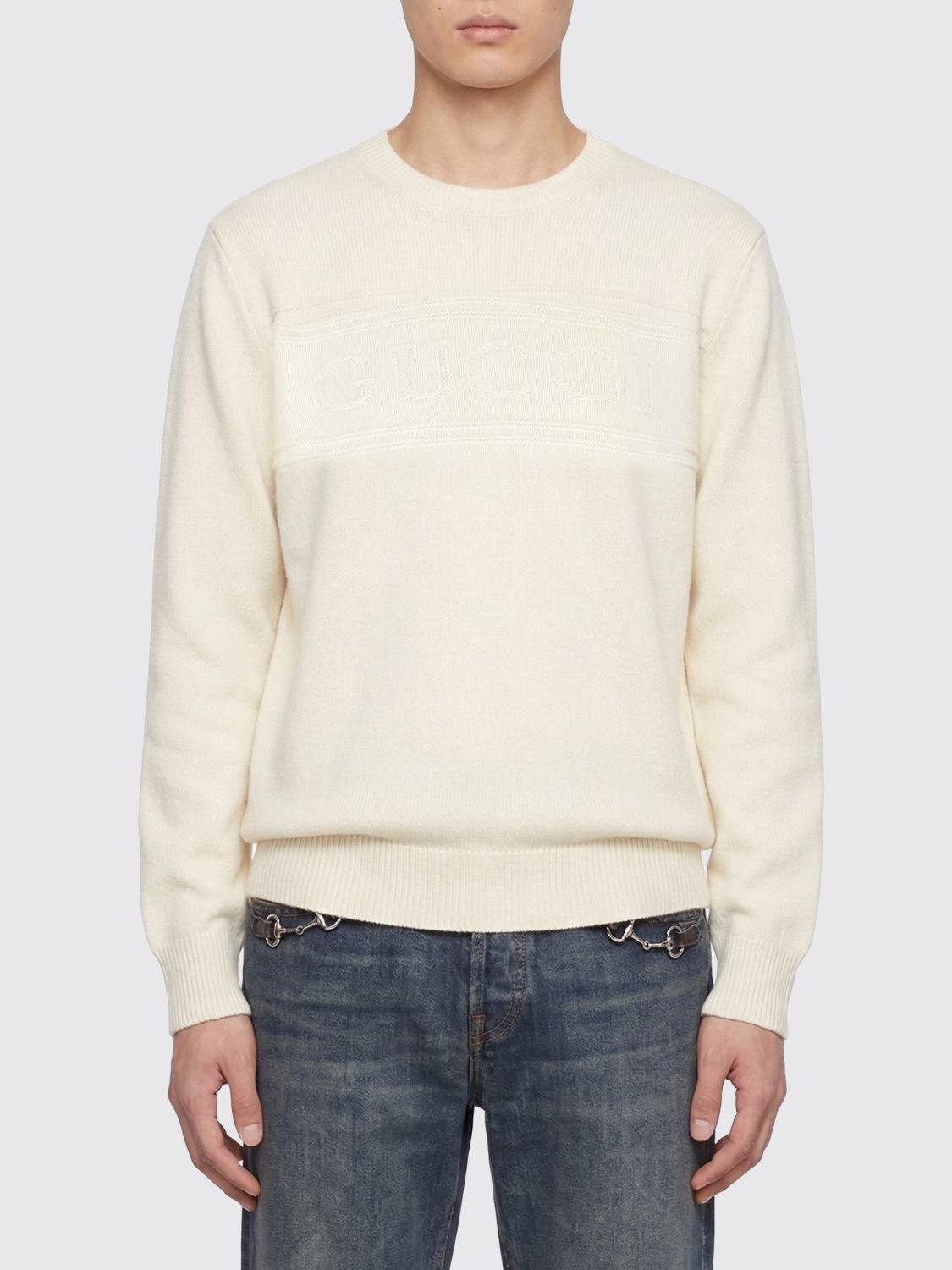 GUCCI Pullover girocollo in cotone e lana