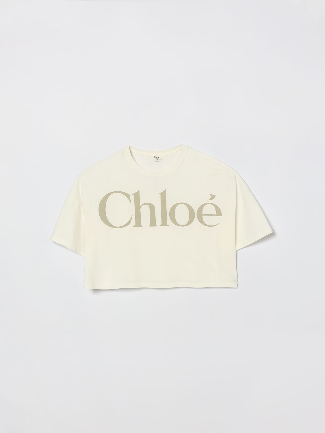 Chloé Kids' Chlo&eacute; Cotton Crop T-shirt  In Neutral
