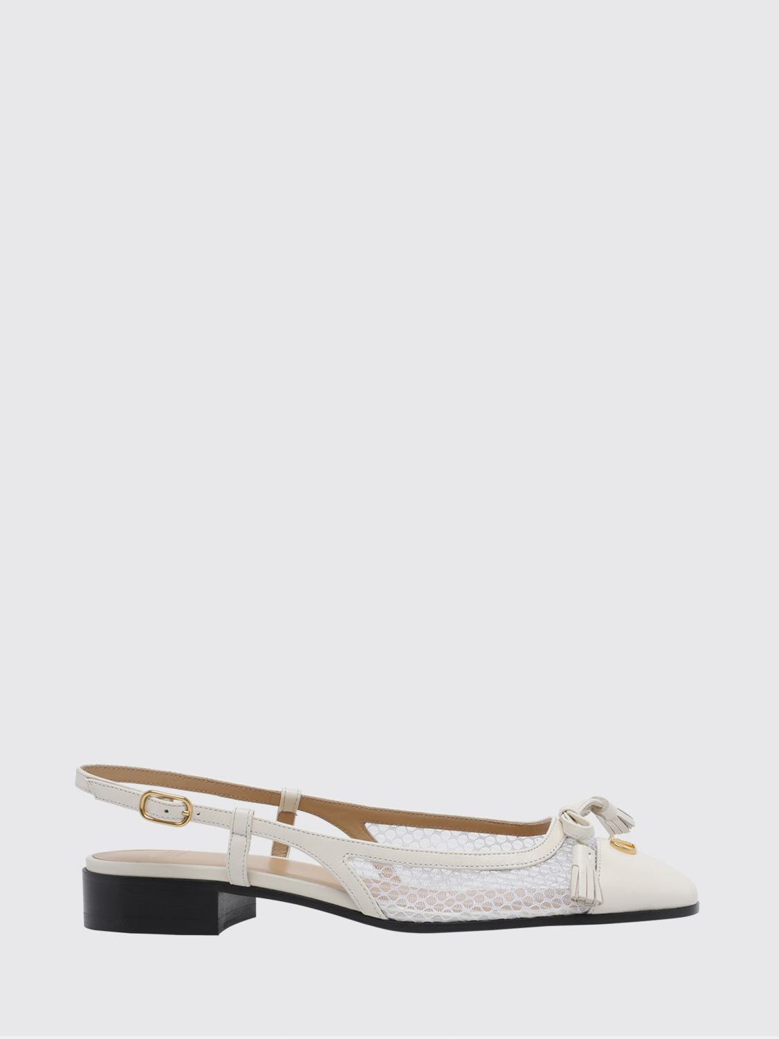 VALENTINO GARAVANI Valet Du Roi Leather and Mesh Nylon Ballerina Flats