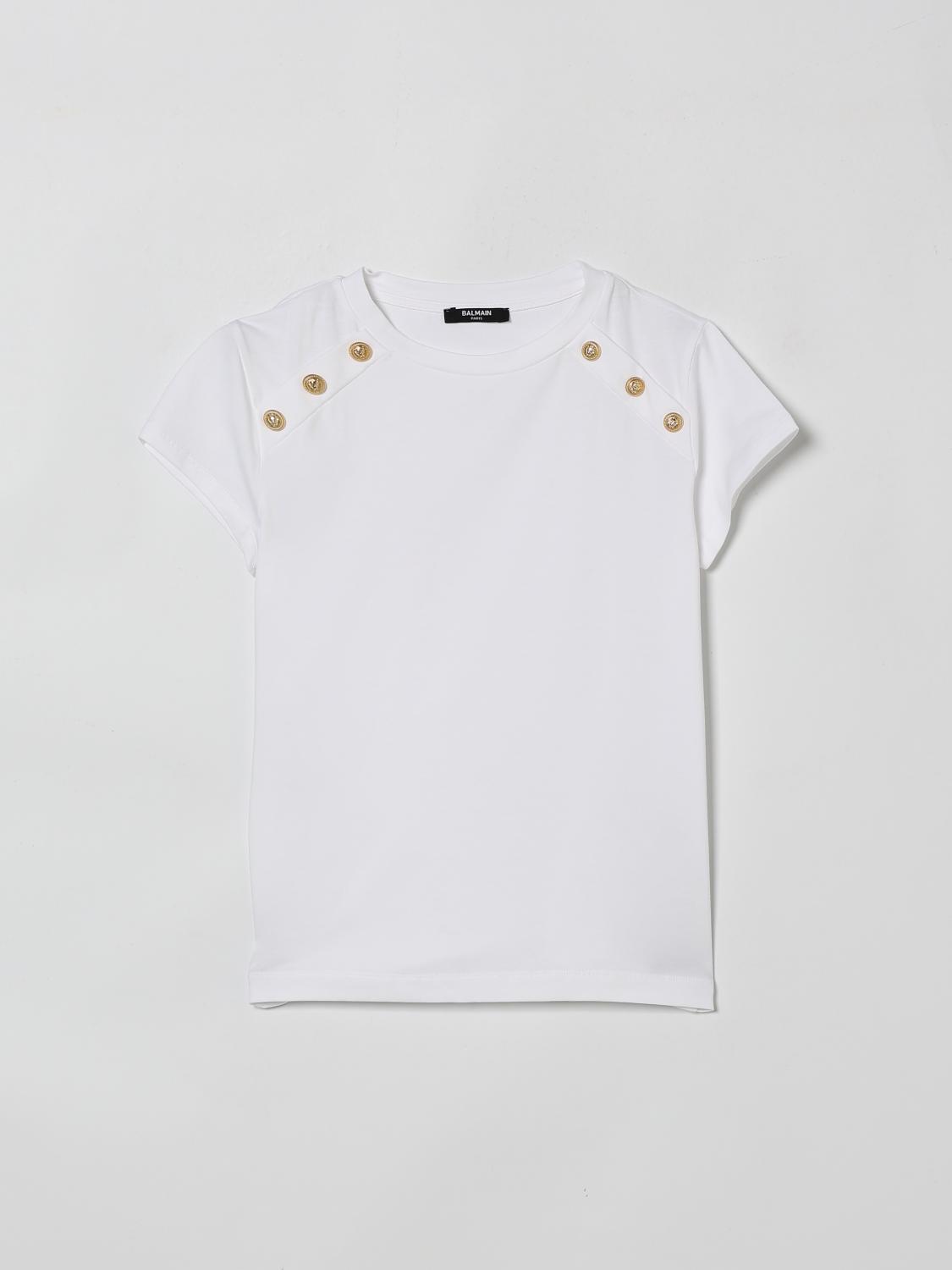 BALMAIN Cotton T-Shirt with Buttons