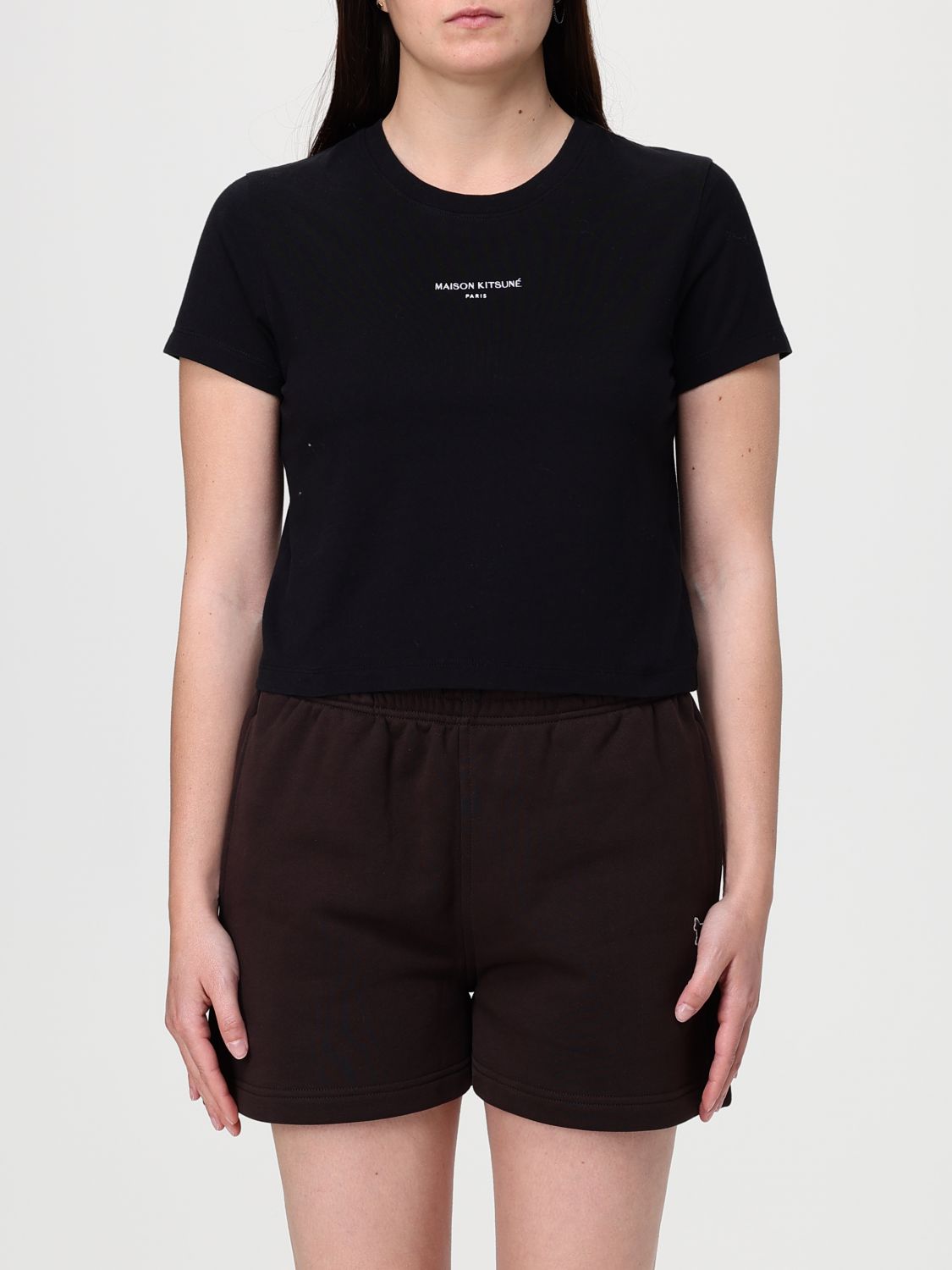 Maison Kitsuné Logo Cotton Crop T-Shirts