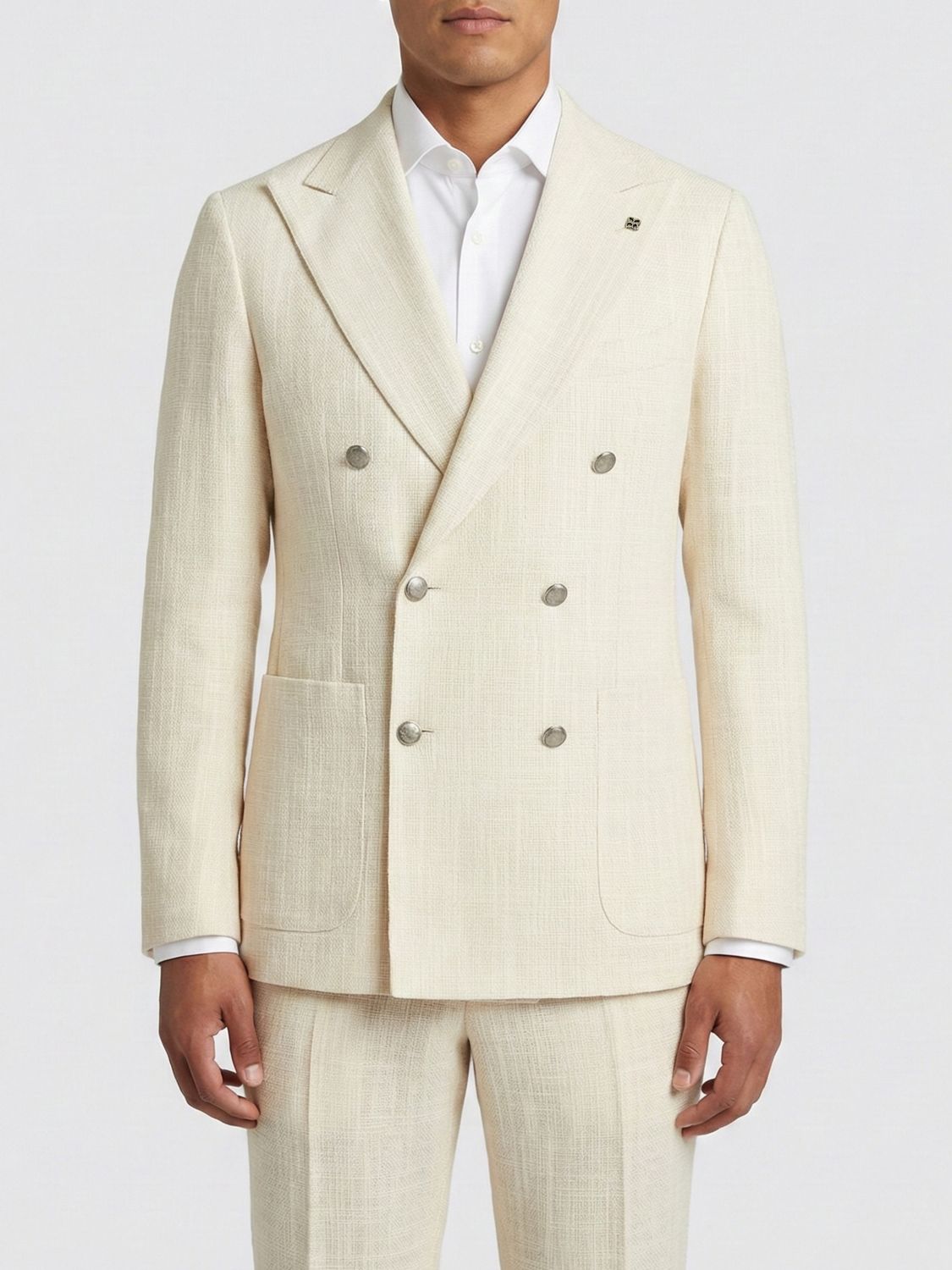 TAGLIATORE Double-Breasted Cotton Blend Blazer TAGLIATORE