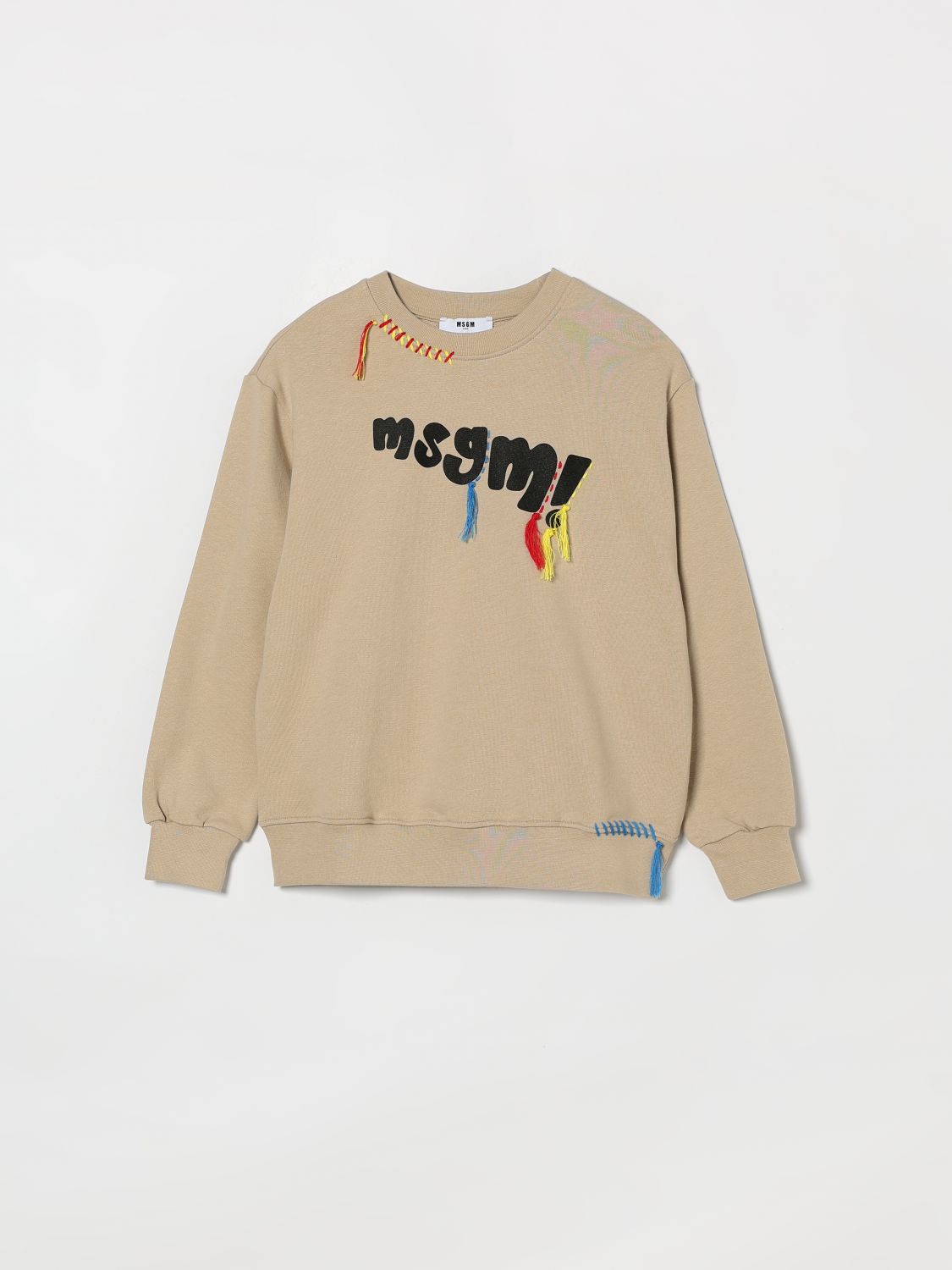 MSGM Kids Cotton Crewneck Sweatshirt with Logo　MSGM キッズ ロゴ入りコットン クルーネック スウェットシャツ MSGM