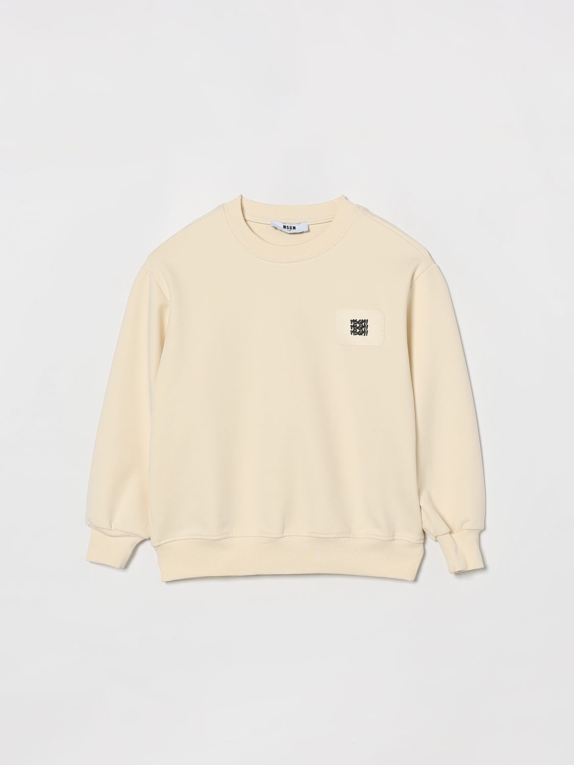 MSGM Kids Cotton Crewneck Knit with Logo　MSGM キッズ ロゴ入りコットン クルーネック ニット MSGM