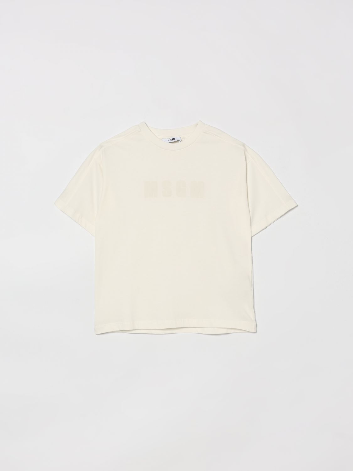 MSGM Kids Cotton T-shirt with Logo　MSGM キッズ ロゴ入りコットン T シャツ MSGM