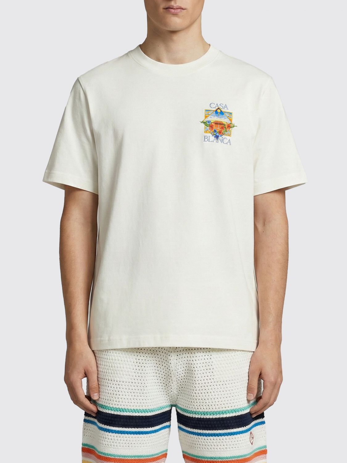CASABLANCA Organic Cotton T-Shirt with Logo　カサブランカ ロゴ入りオーガニックコットンTシャツ CASABLANCA