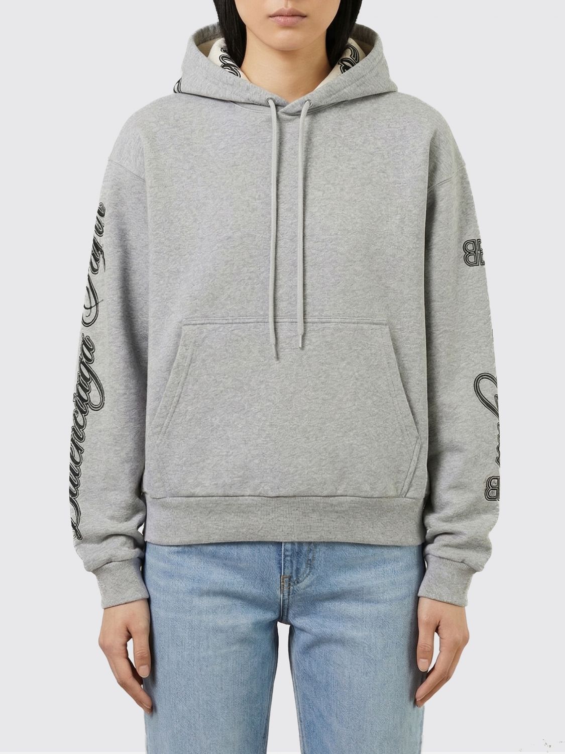 BALENCIAGA Oversize Cotton Hooded Sweatshirt with Logo