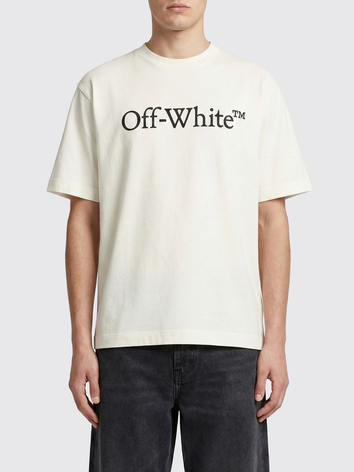 Off-White Cotton T-shirt with Logo　ロゴ付きオフホワイト コットン T シャツ Off-White