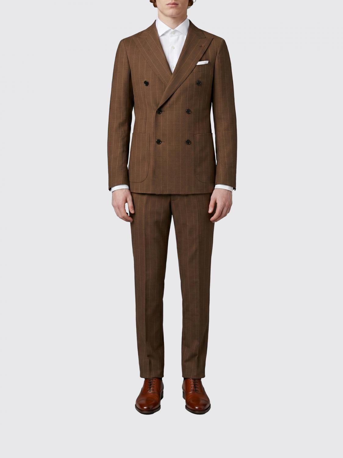 TAGLIATORE Double-Breasted Linen Blend Suit
