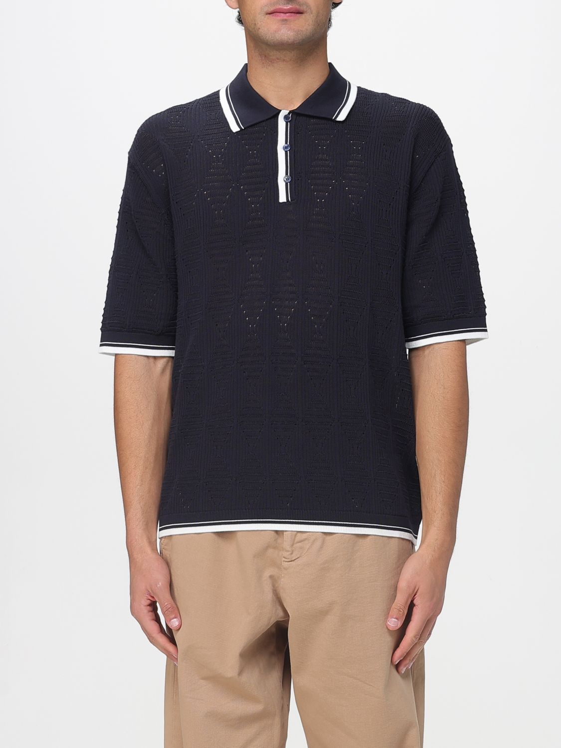 Laneus Knitted Cotton Polo Shirt