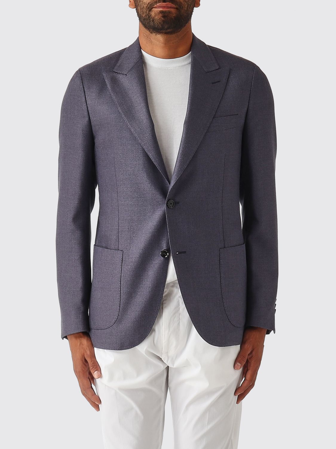 LARDINI Blazer a monopetto in lana e seta