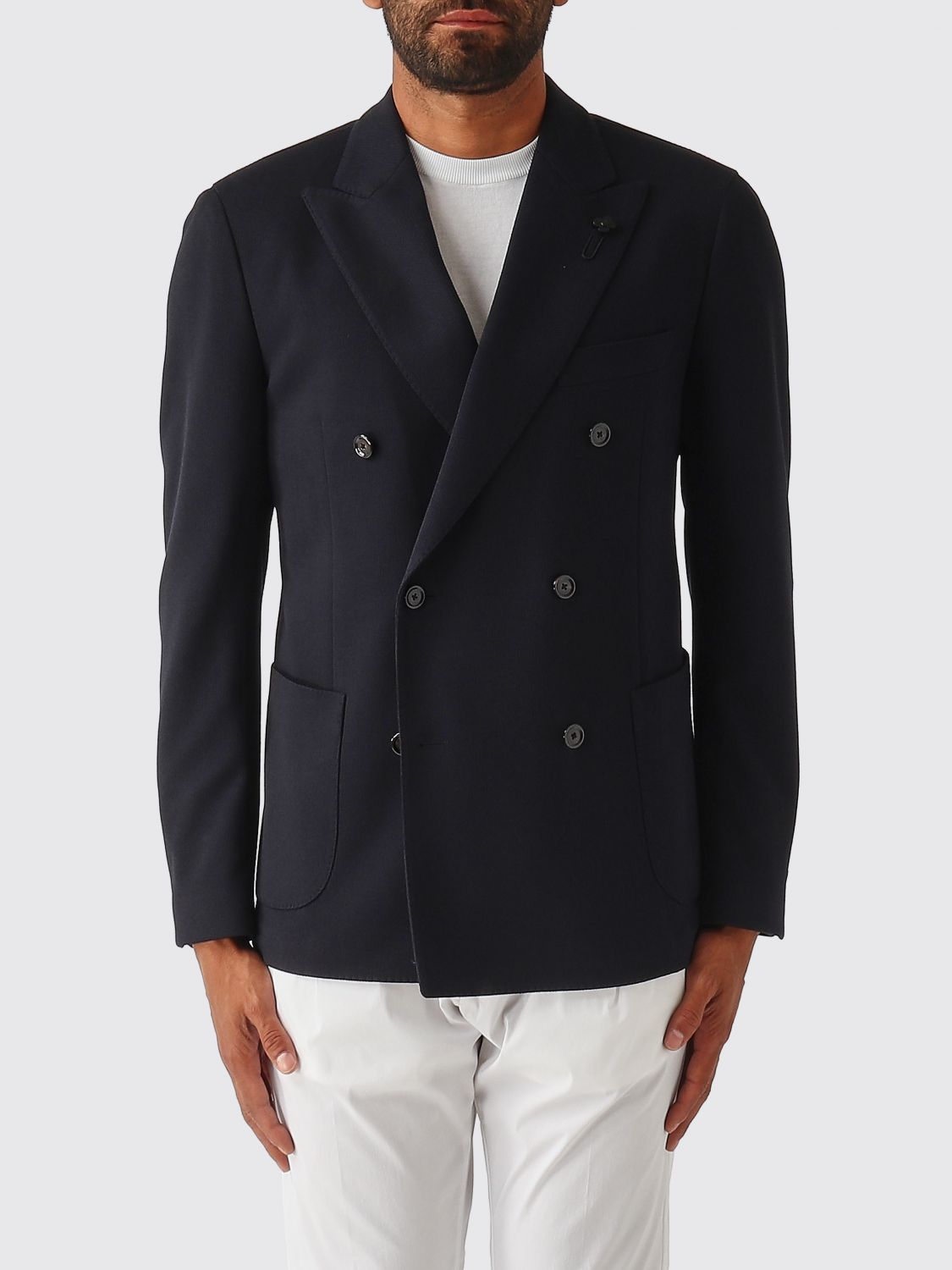 LARDINI Blazer a doppiopetto in misto viscosa