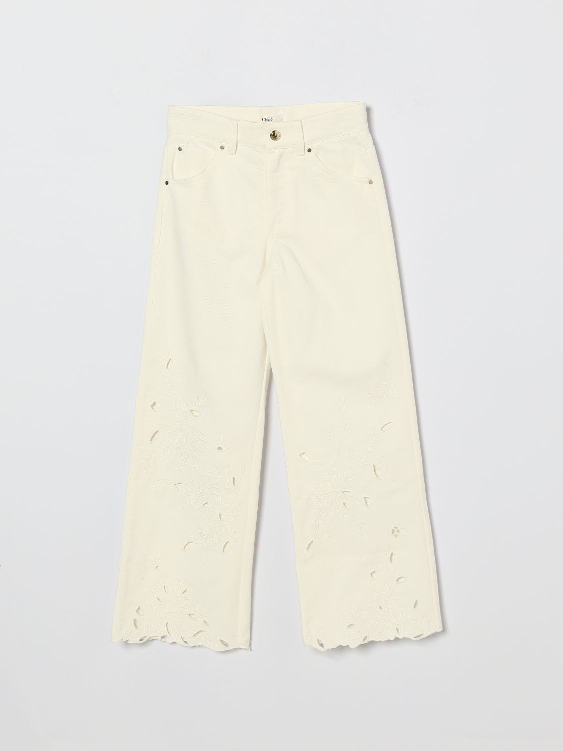 CHLOÉ Denim-Jeans mit Sangallo-Einsätzen