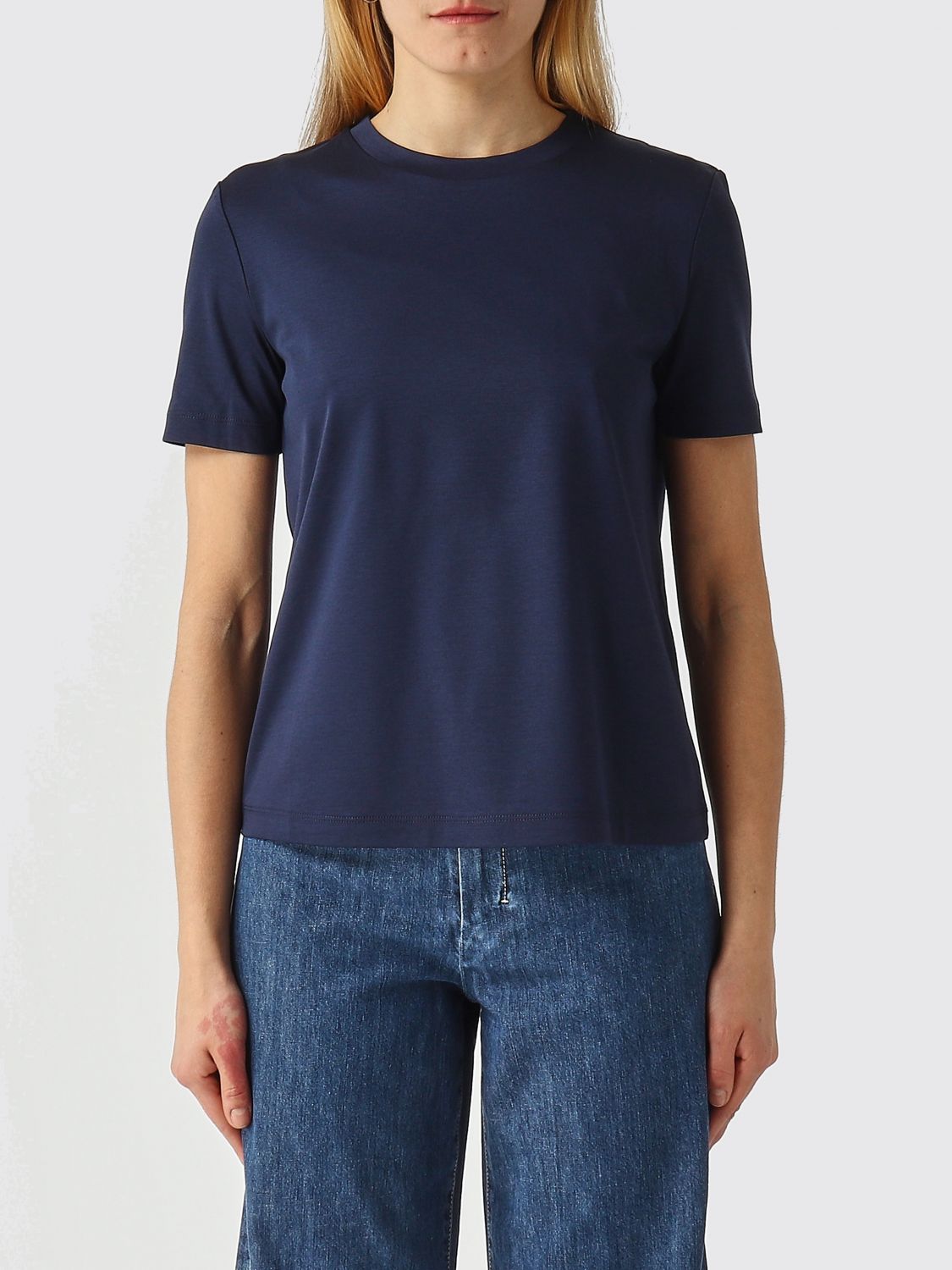 Mm Max Mara Crew Neck T-shirt in Cotton Blend