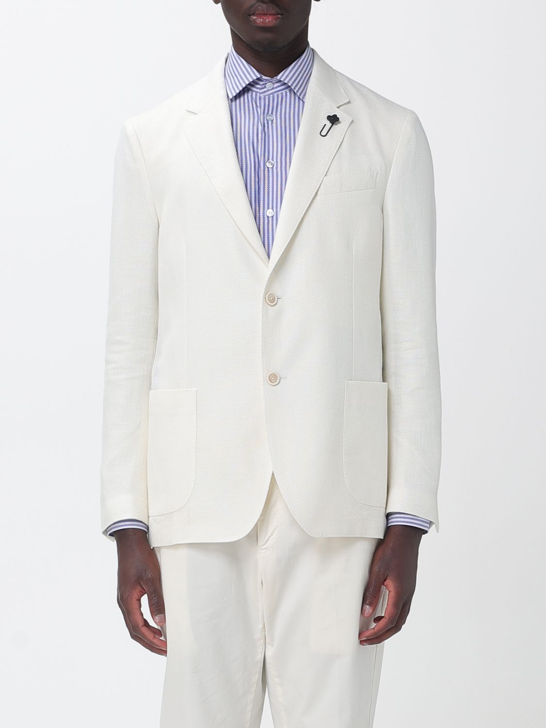 Lardini Single-Breasted Blazer in Virgin Wool and Linen