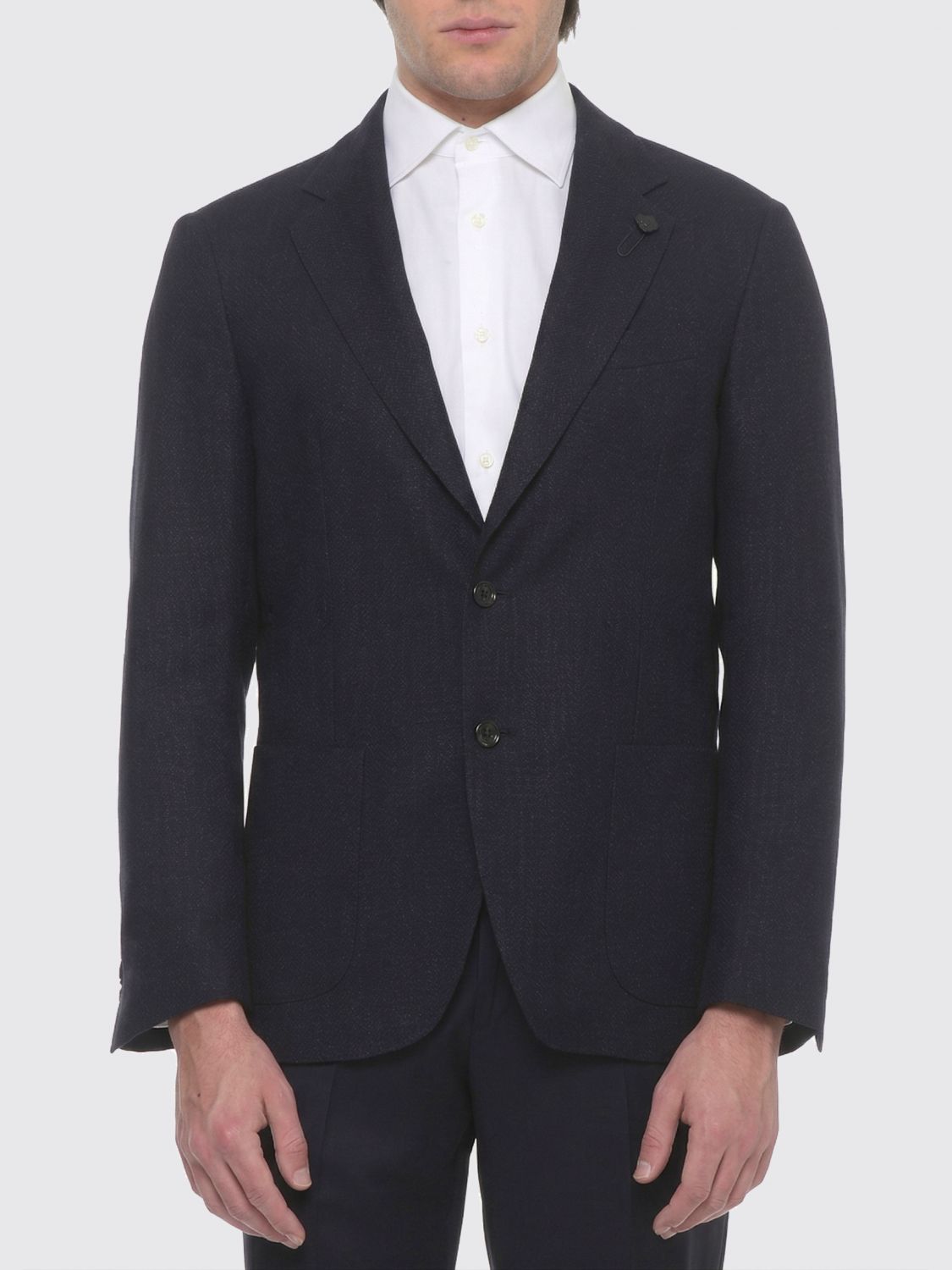 LARDINI Einreihiger Blazer aus Schurwolle und Leinen