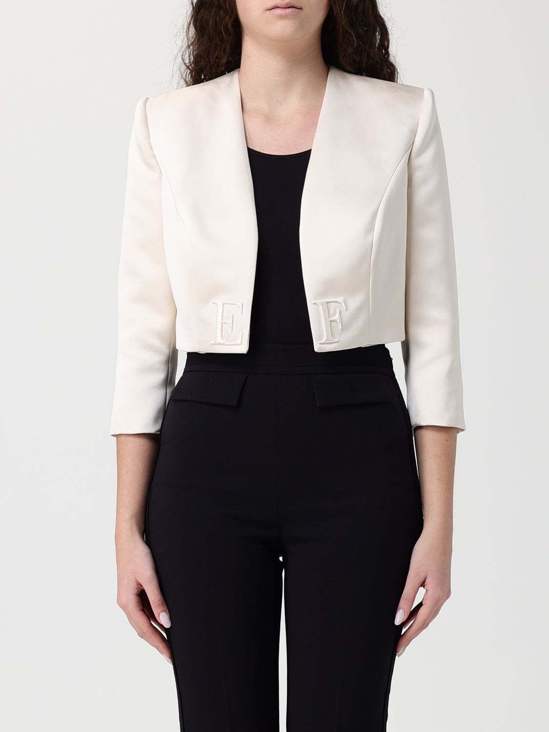 ELISABETTA FRANCHI Satin-Crop-Jacke