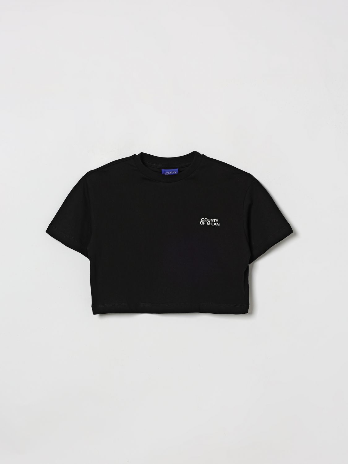 County of Milan Crop-T-Shirt aus Baumwolle mit Strass-Logo