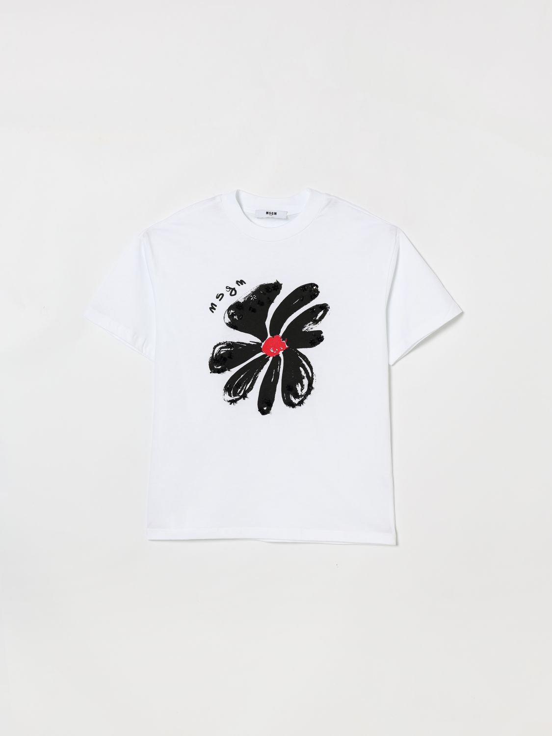 MSGM Kids Baumwoll-T-Shirt mit Blumenprint