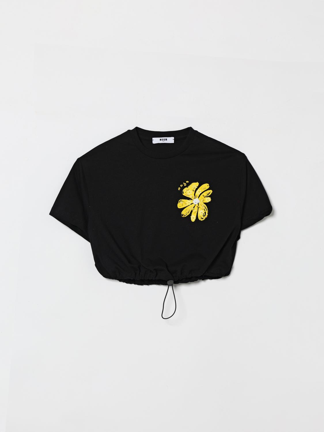 MSGM Kids Baumwoll-Crop-T-Shirt mit Logo