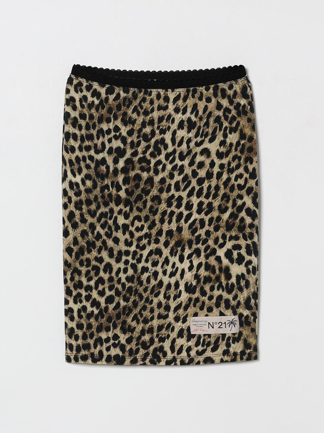 N° 21 Midi-Rock aus Jersey mit Animal-Print