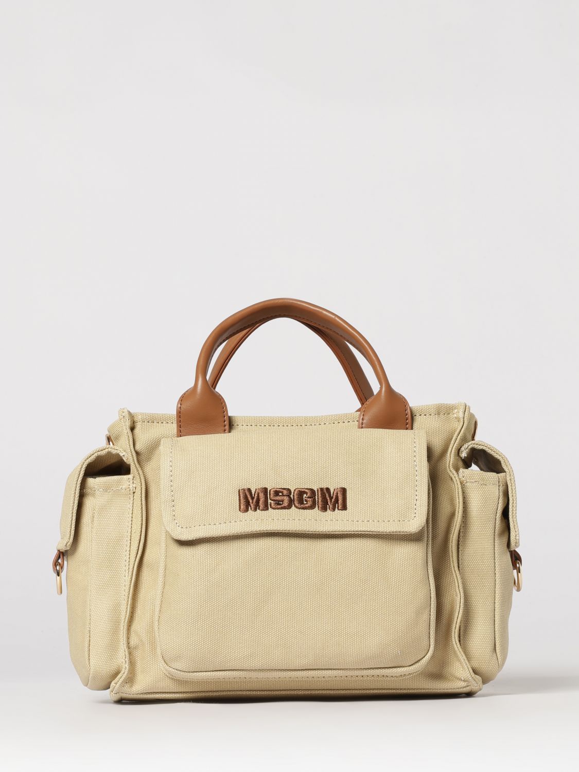 MSGM Kids Utility Bag in Cotton Canvas with Logo　MSGM キッズ ユーティリティ バッグ コットン キャンバス ロゴ入り MSGM