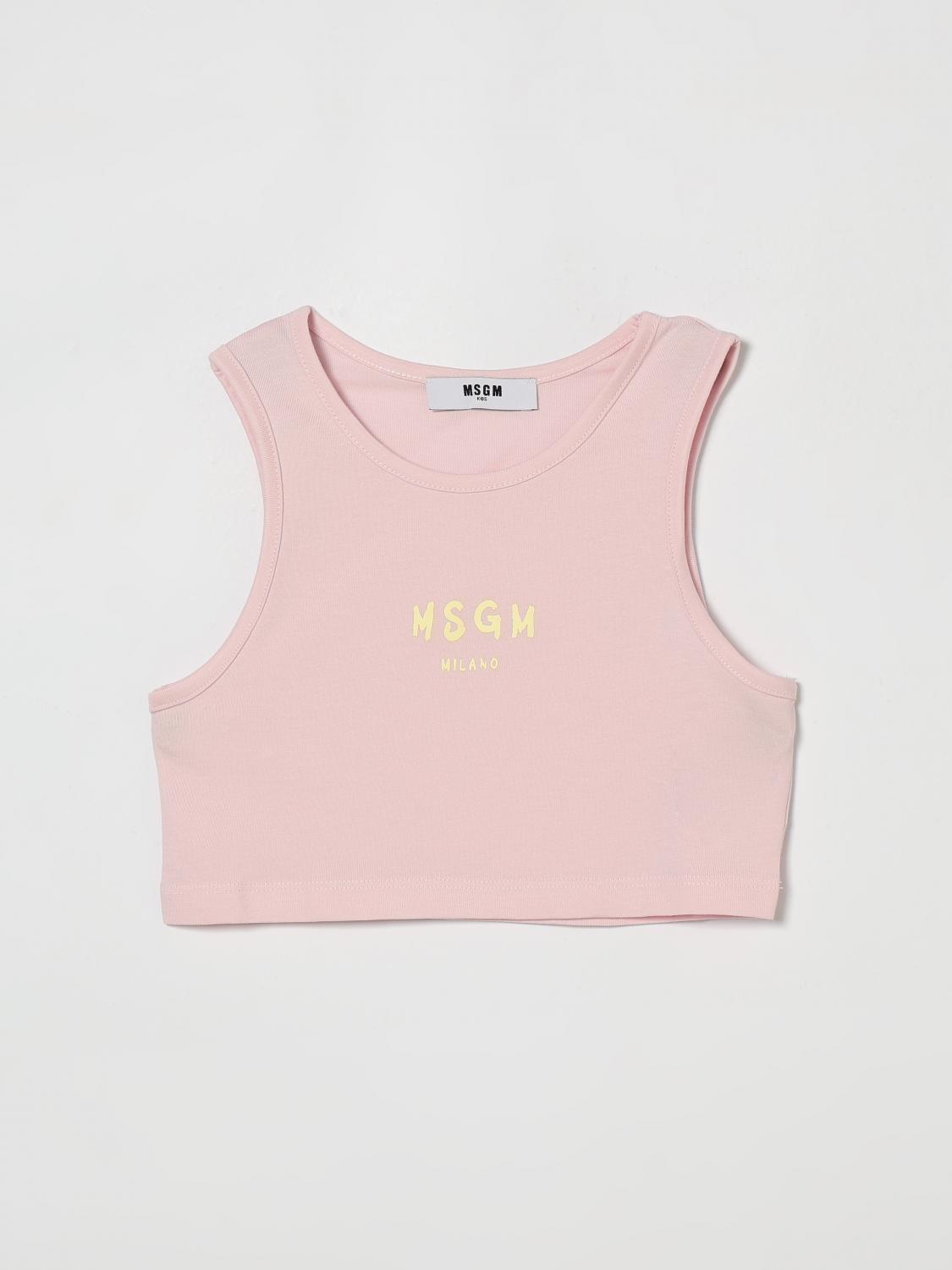 MSGM Kids Crop Top in Cotton with Logo　MSGM キッズ ロゴ入りコットン クロップトップ MSGM
