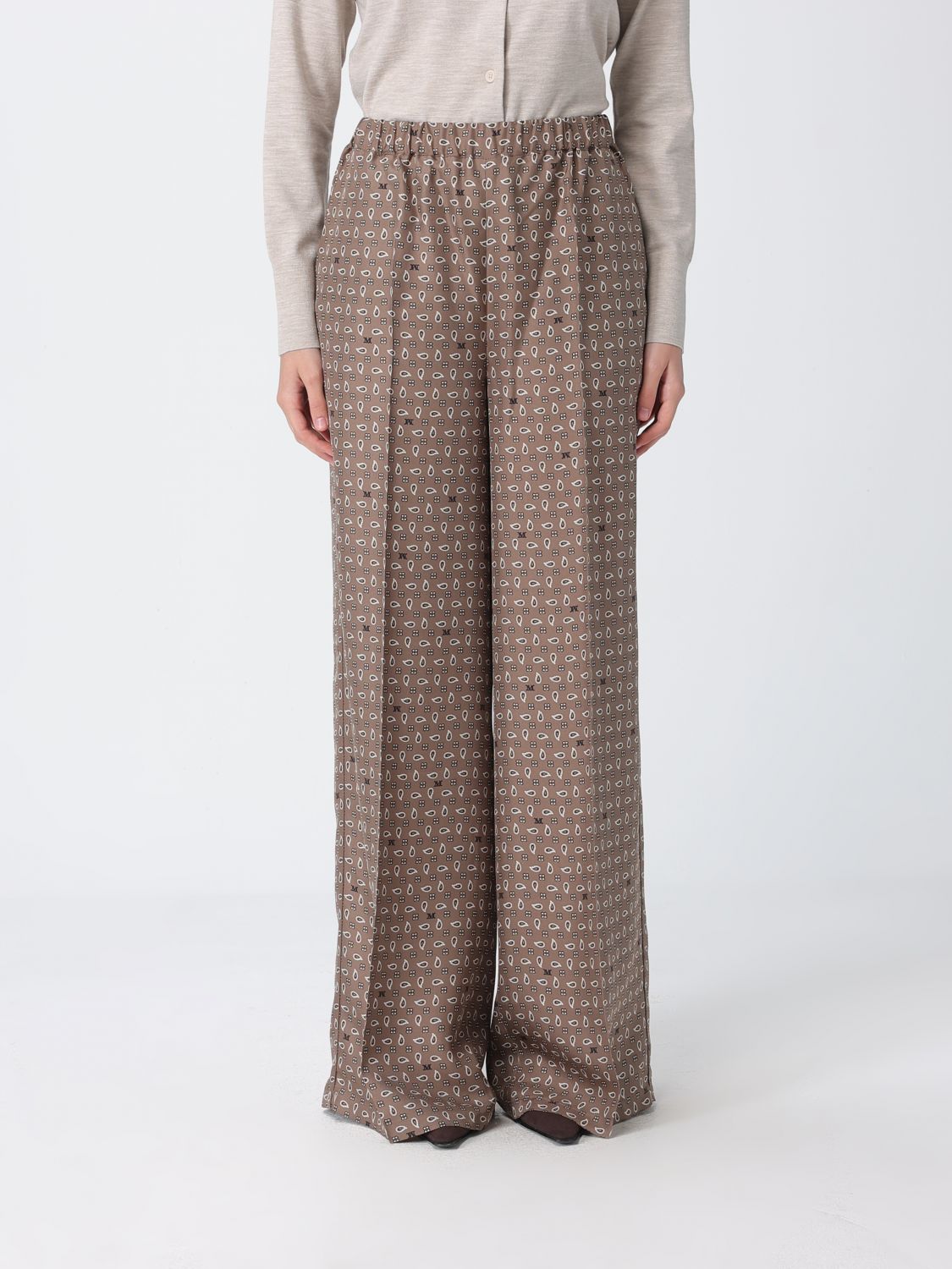 Max Mara Printed Silk Palazzo Trousers