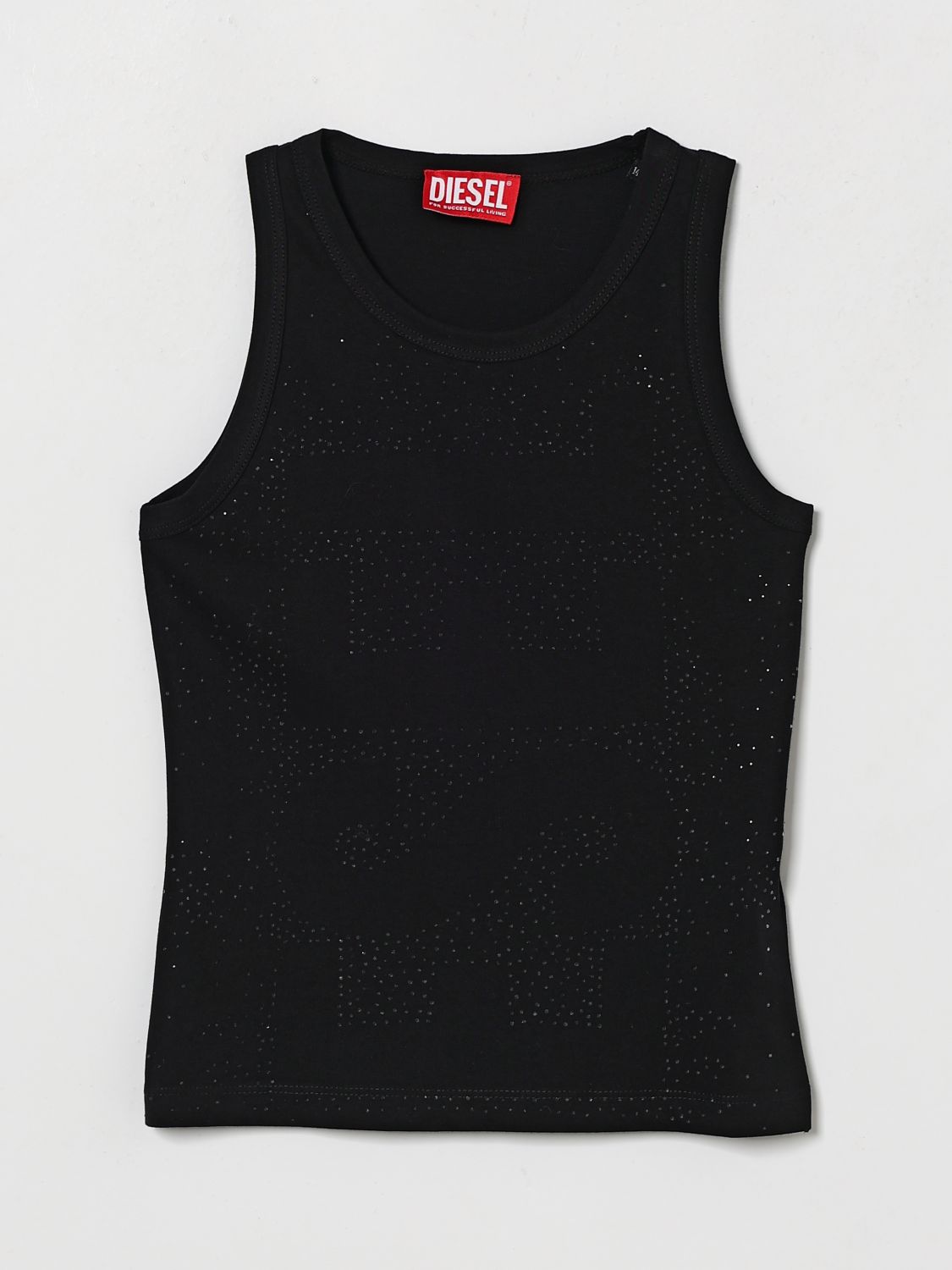 DIESEL Baumwoll-Tanktop mit Strass-Besatz