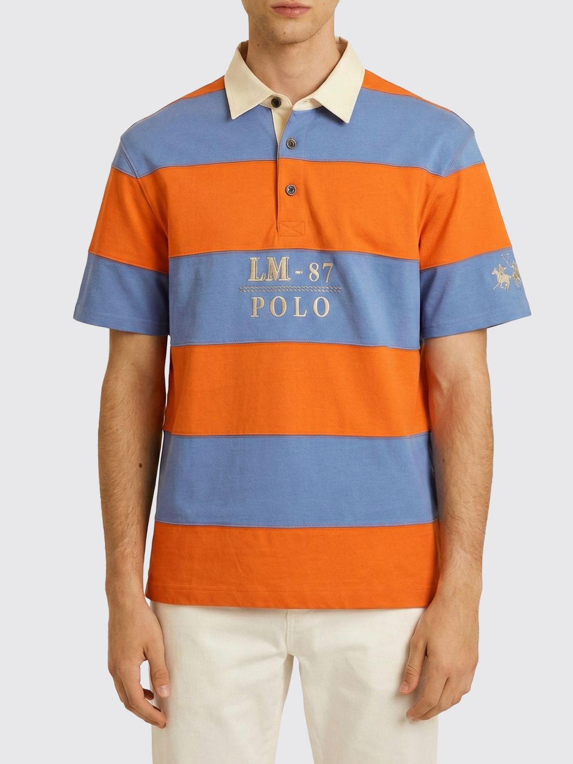 LA MARTINA Gestreiftes Baumwoll-Polo mit Logo