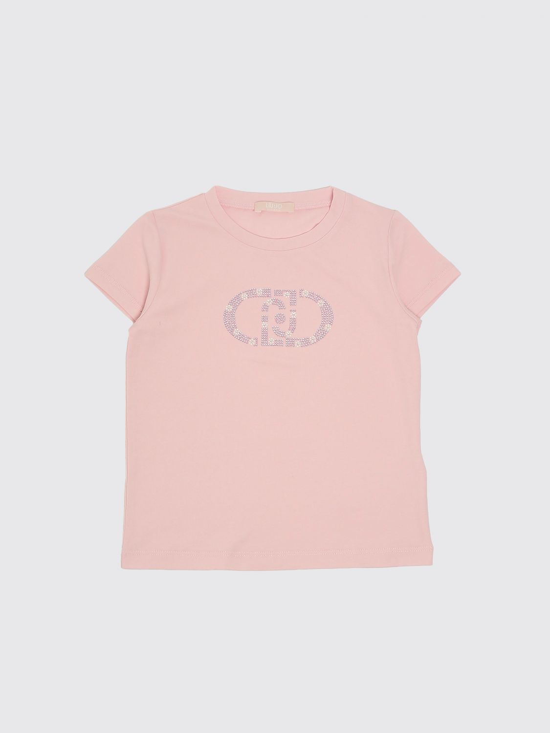 LIU JO T-shirt in cotone con logo di strass