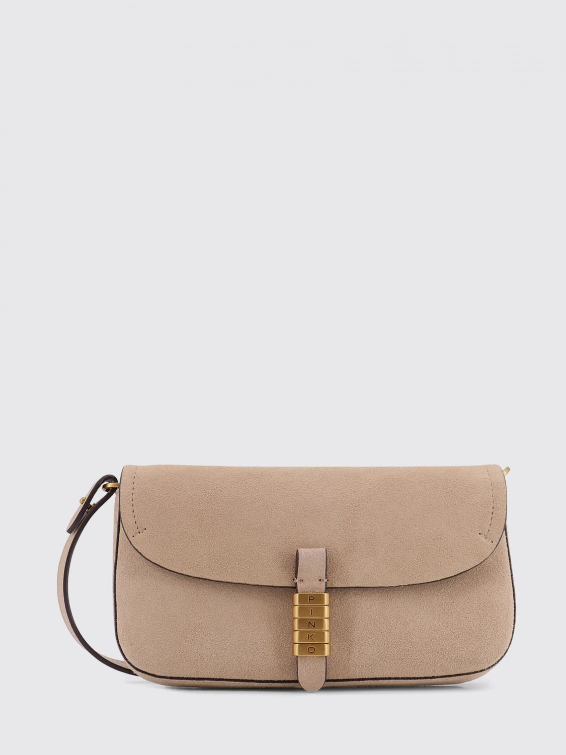 PINKO Saddle Flat Medium Suede Shoulder Bag