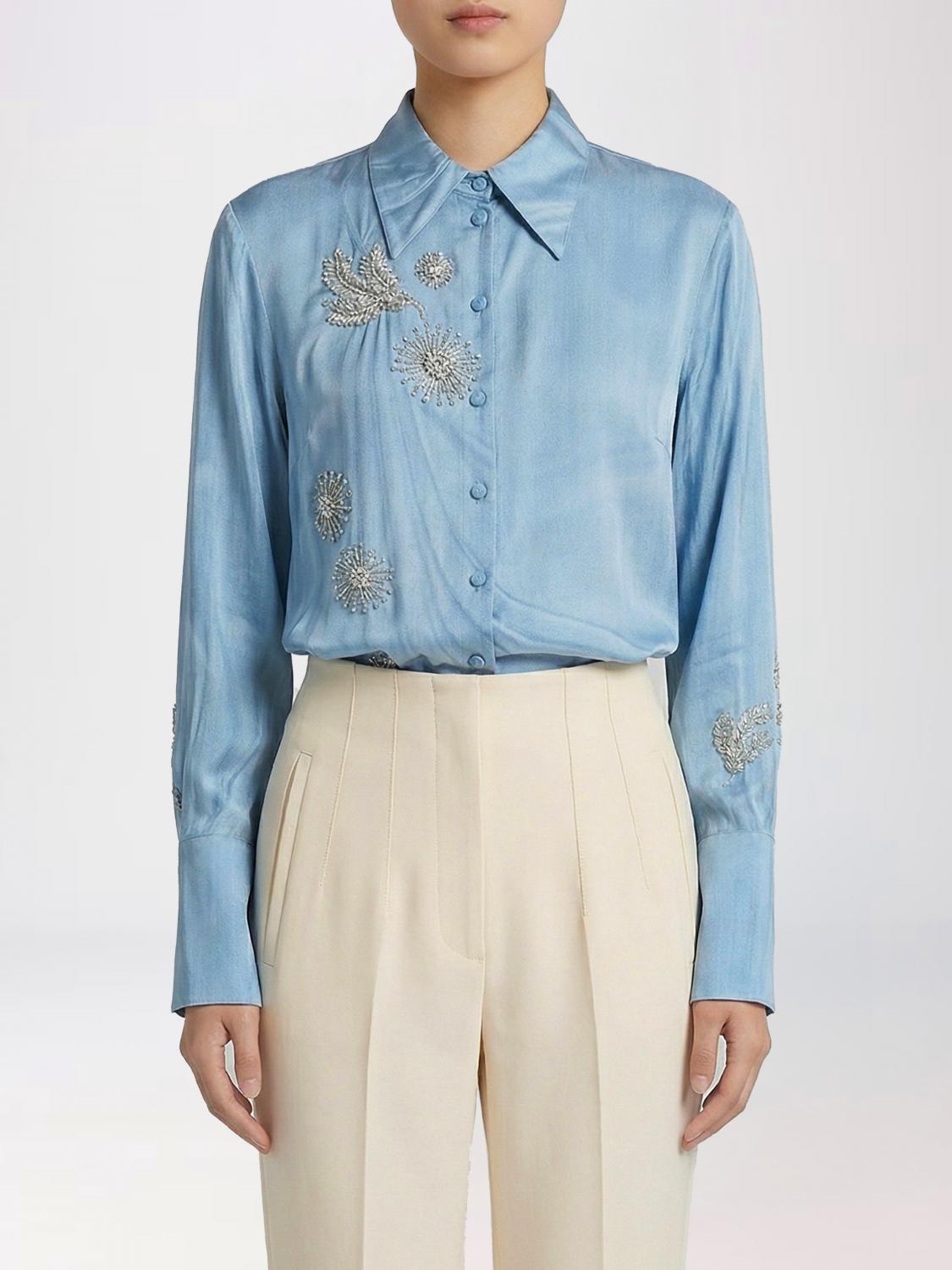Pinko Printed Viscose Shirt In Blue