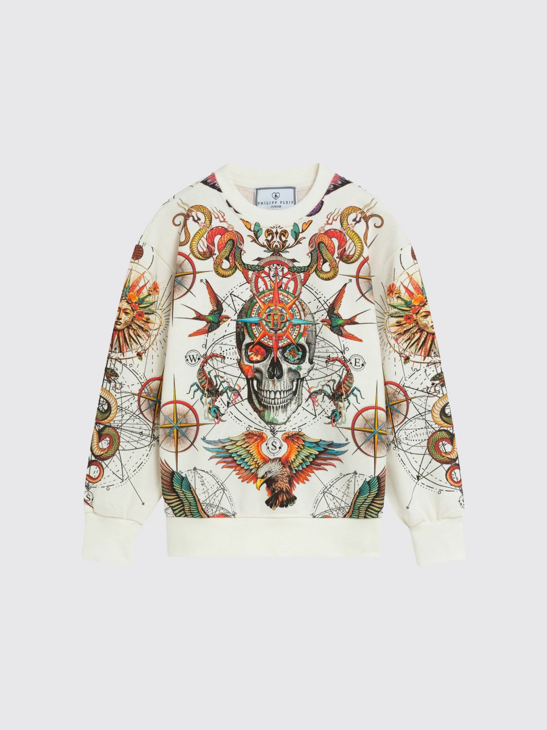 PHILIPP PLEIN Bedruckte Baumwoll-Rundhalspullover