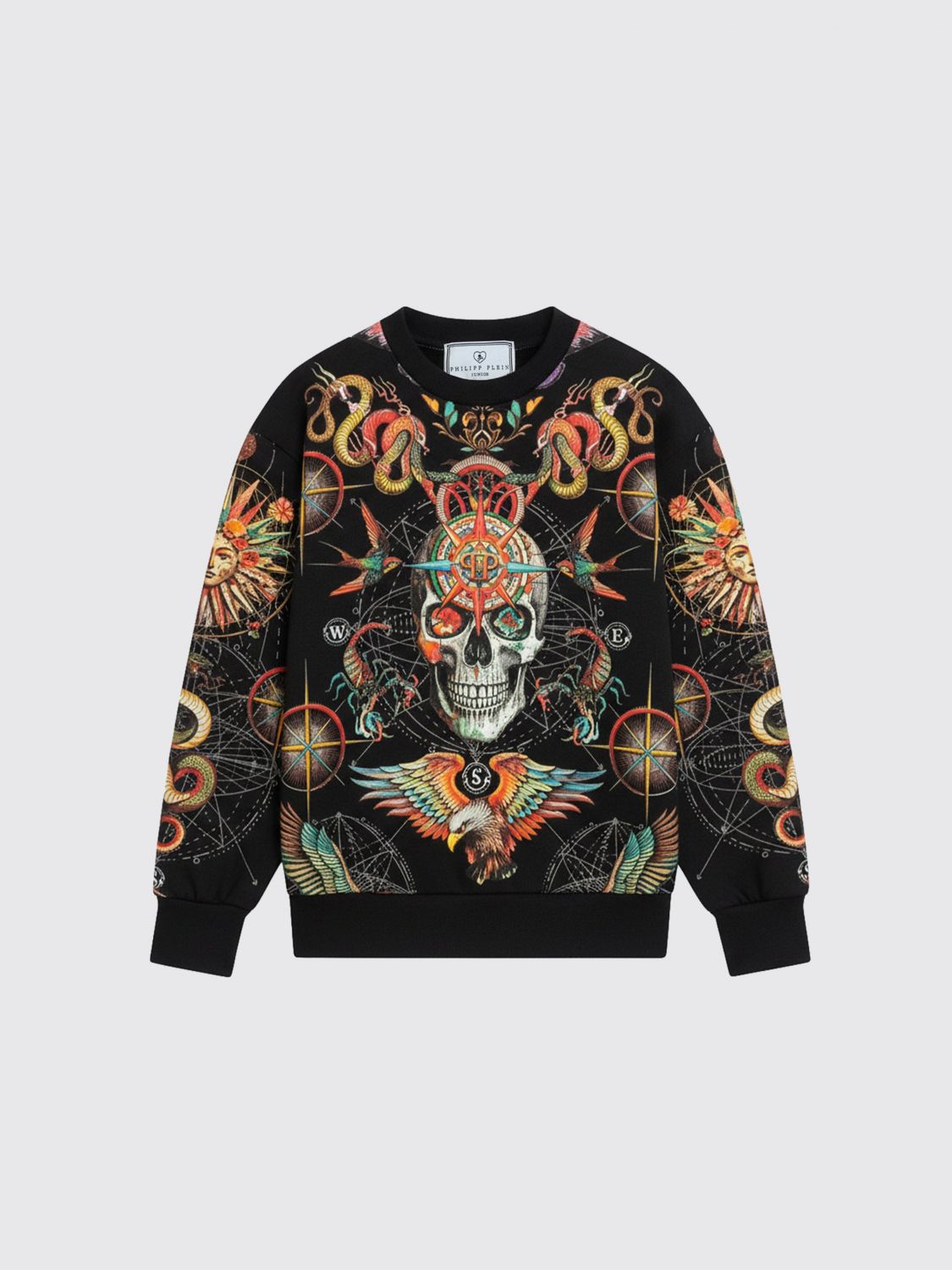 PHILIPP PLEIN Bedruckte Baumwoll-Rundhalspullover