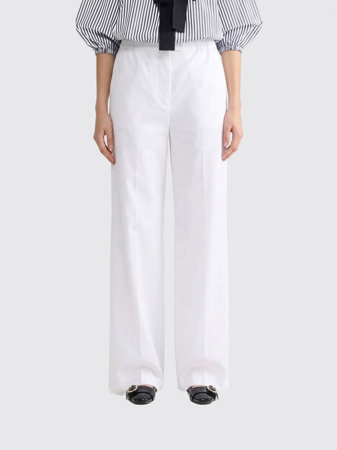 Patou Organic Cotton Wide-leg Pants In 화이트