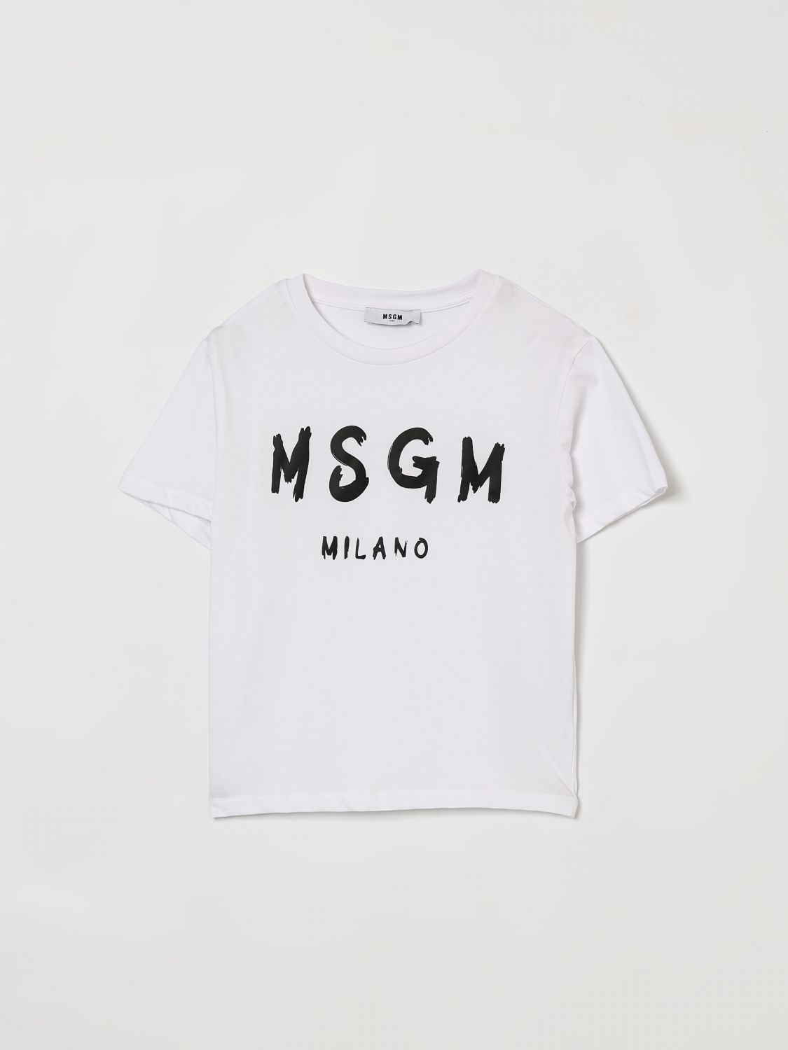 MSGM Kids Cotton T-shirt with Logo　MSGM キッズ ロゴ入りコットン T シャツ MSGM