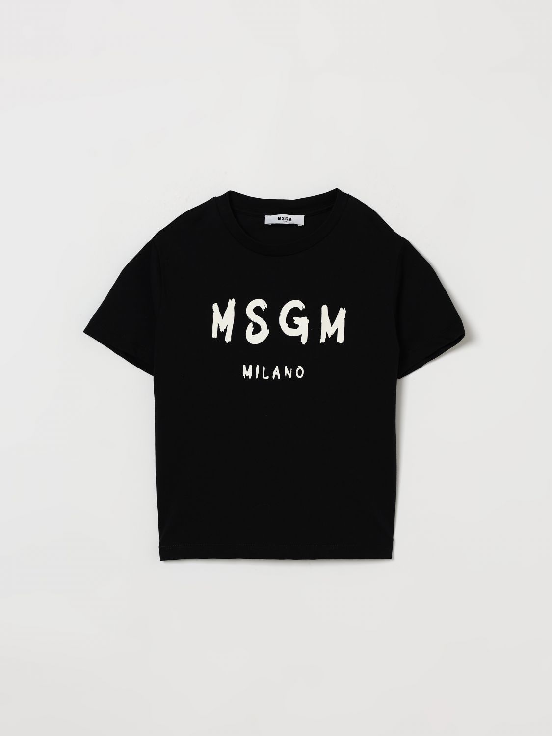 MSGM Kids Cotton T-shirt with Logo　MSGM キッズ ロゴ入りコットン T シャツ MSGM