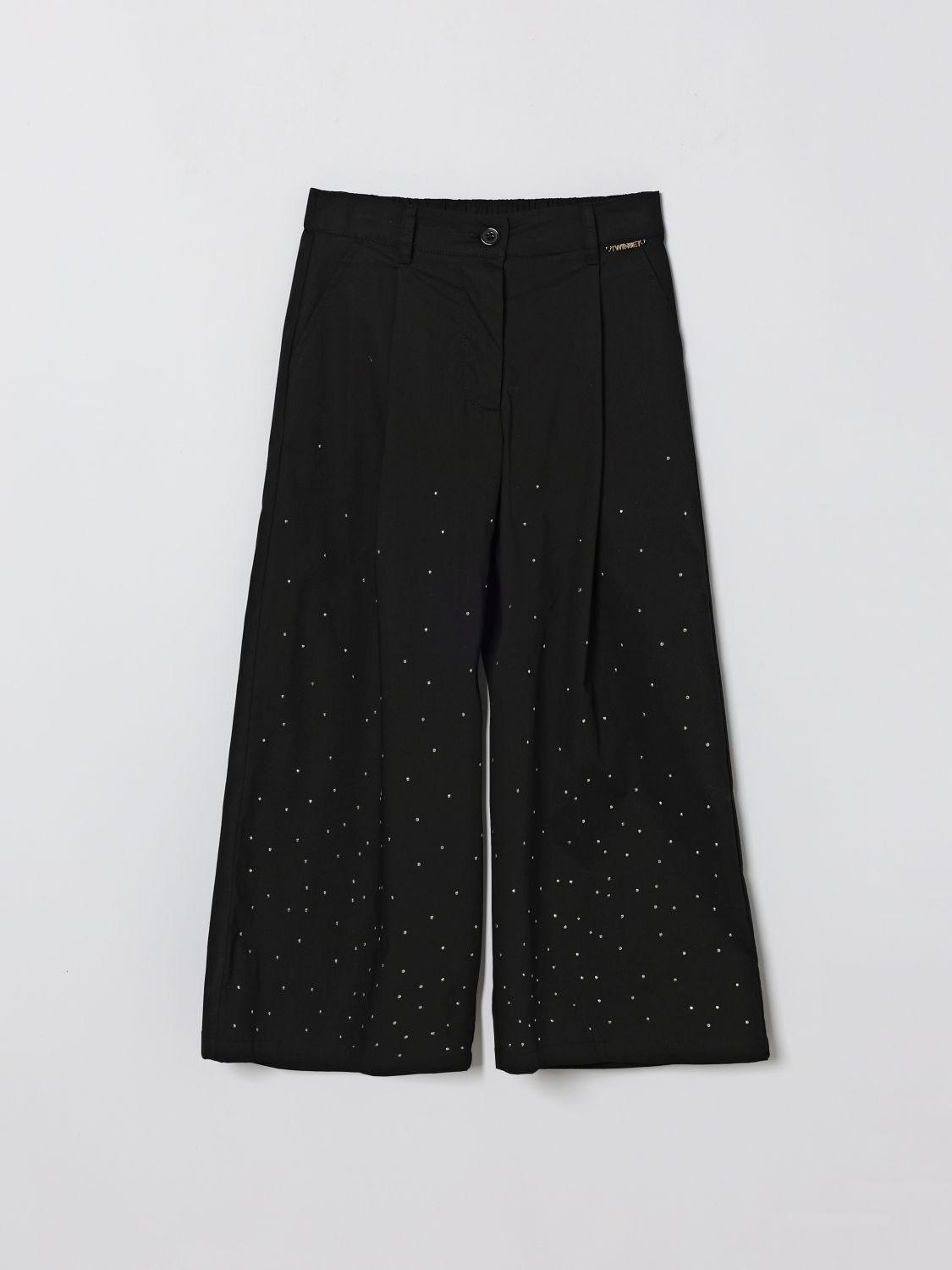 Twinset Weite Stretch-Baumwollhose mit Strasssteinen