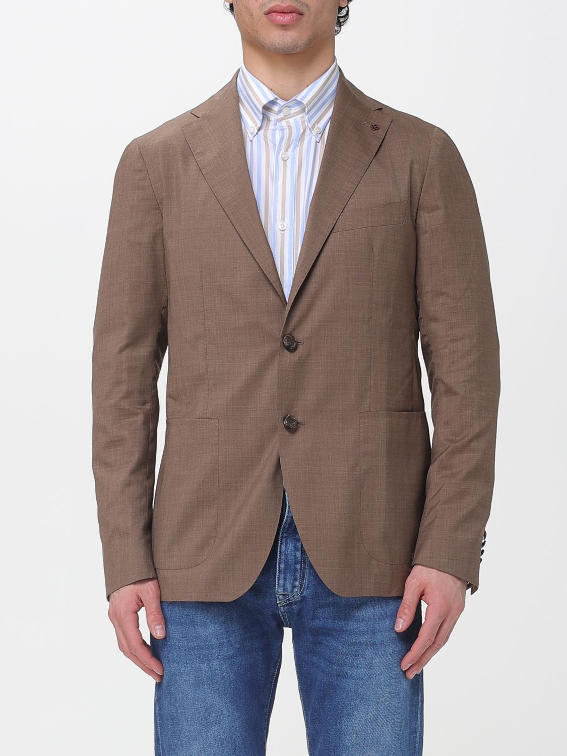 TAGLIATORE Single-Breasted Linen Blend Blazer TAGLIATORE